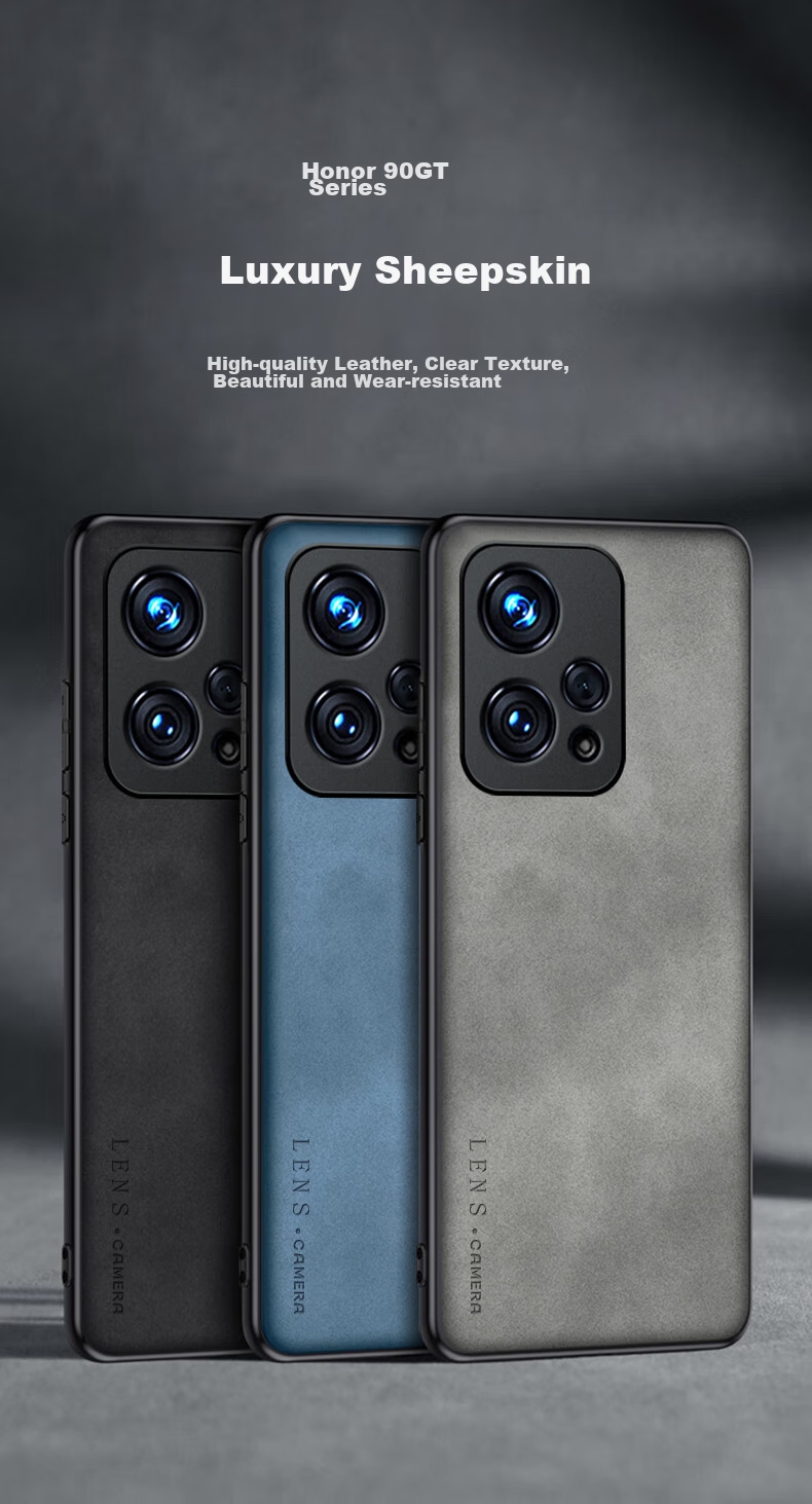 Чехол для телефона SHIYONG для Honor 90 GT, защитный чехол с полной защитой объектива, силиконовый мягкий край, ударопрочный, ультратонкий, простой и стильный чехол из кожи для мужчин и женщин, черный
