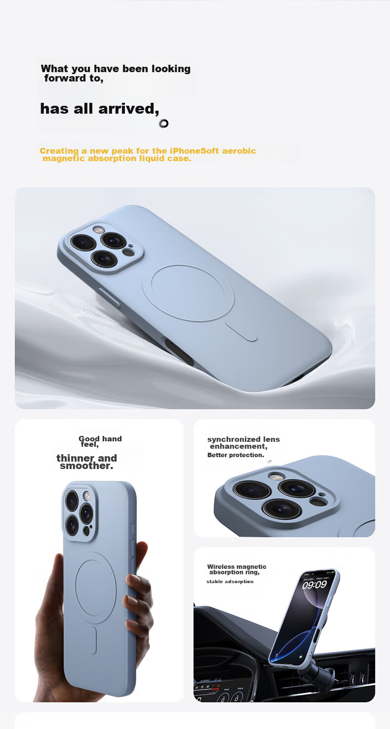 Чехол KEKLLE для iPhone 16, силиконовый, с магнитной функцией MagSafe, синий