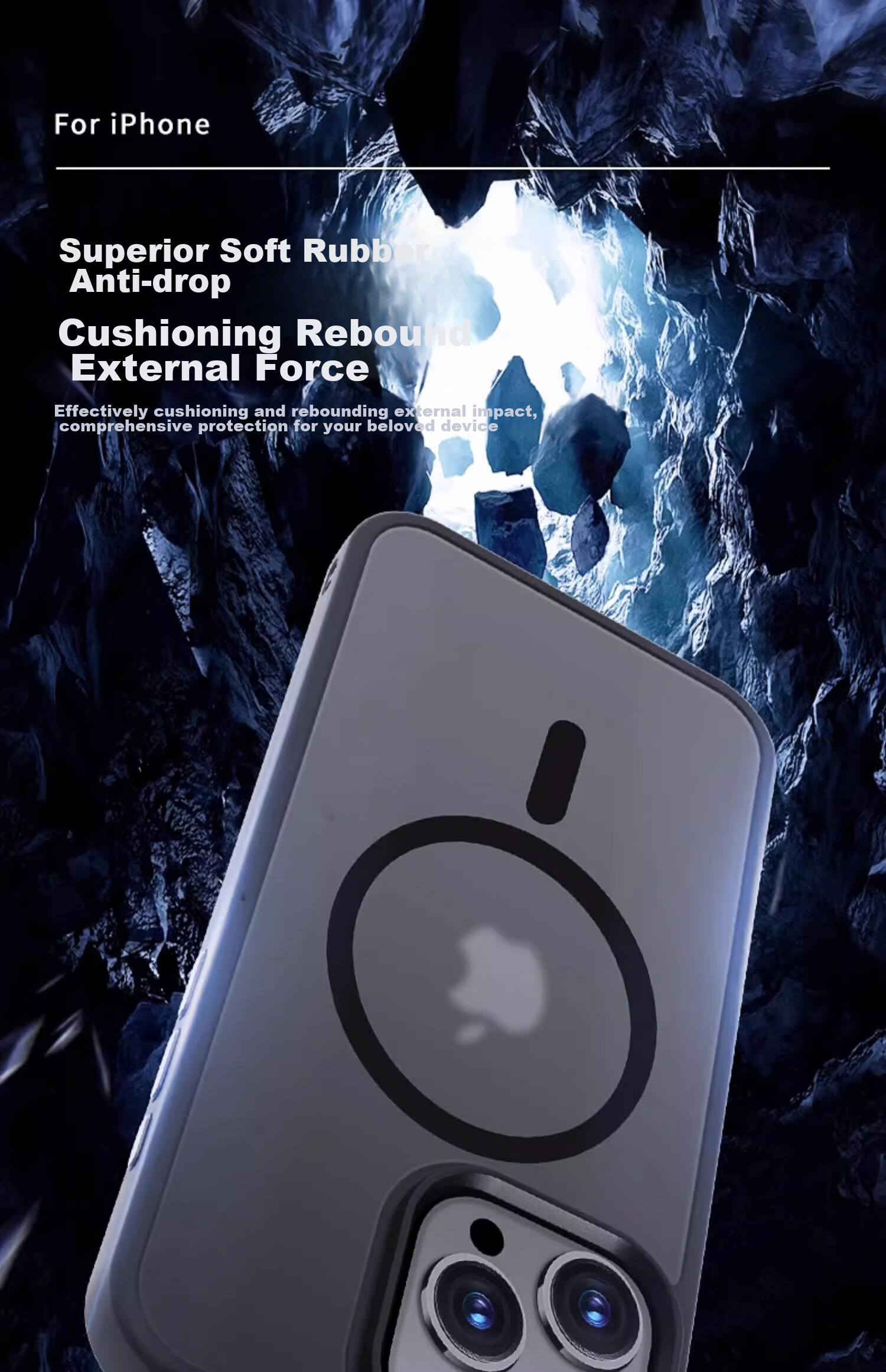 Чехол ZHIWEISHI для Apple iPhone 14 Pro, противоударный, с защитой камеры, синий, Skin-Like Magnetic Attraction