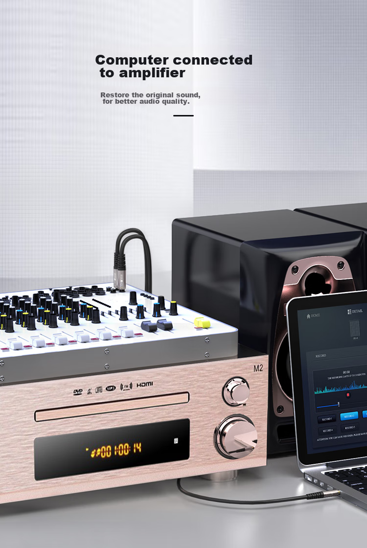 CHOSEAL QAD17BKT1 Аудиокабель от 3.5 мм до двойного RCA, 1 м, алюминиевый корпус