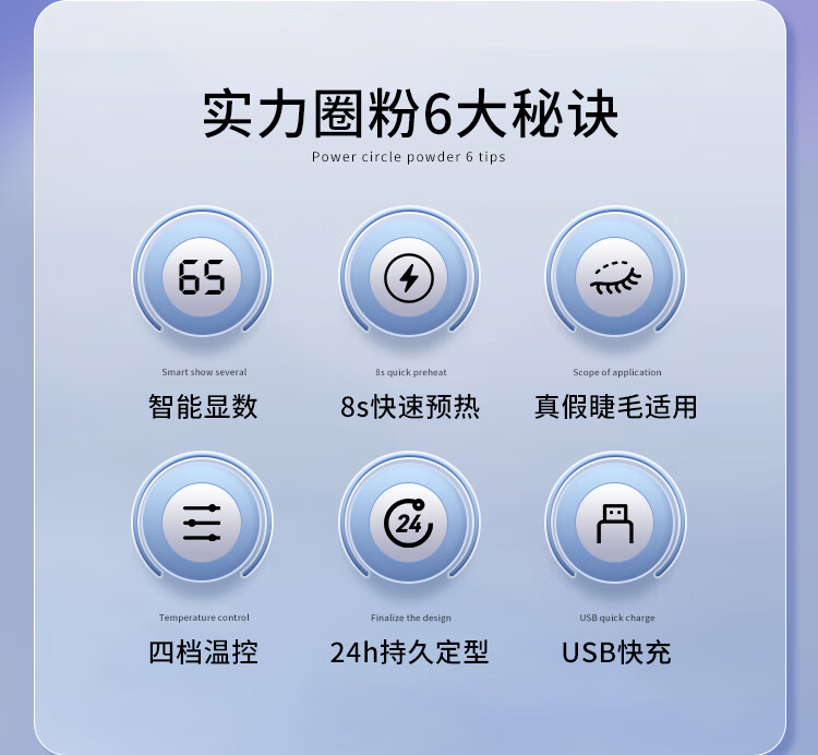 eyecurl电烫睫毛器五代升级数显款白色K-CU-S25  一烫即翘 四挡控温 