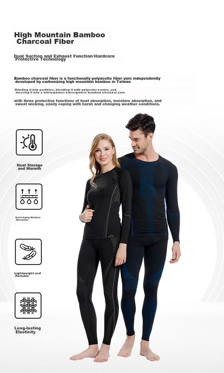 Термобелье Pelliot Sports для мужчин и женщин, высокая эластичность, отвод влаги, для лыжного спорта, быстросохнущее, компрессионный комплект 1856, черный, размер S