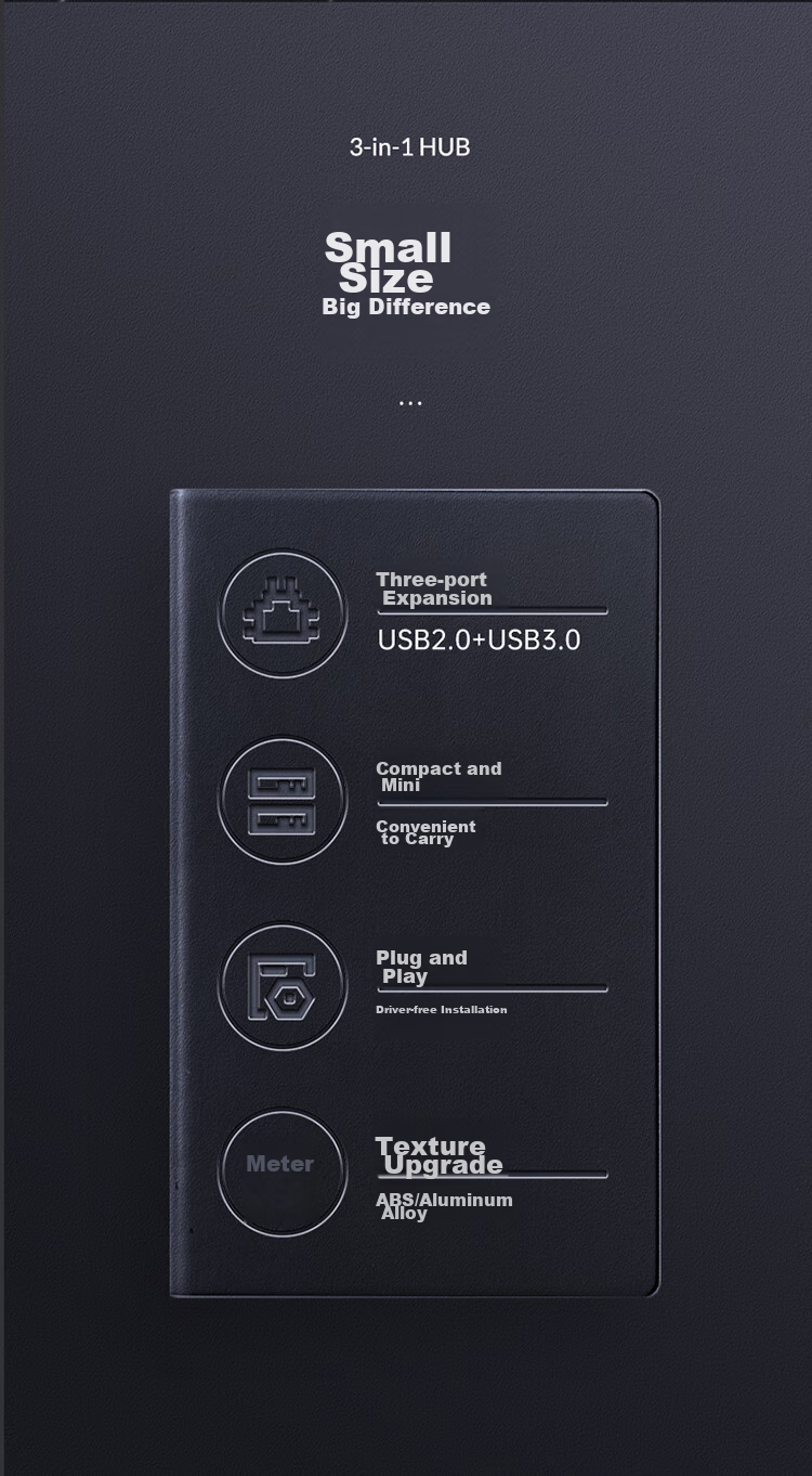 USB-хаб ORICO MINI 3-в-1, док-станция с прямым подключением, черный