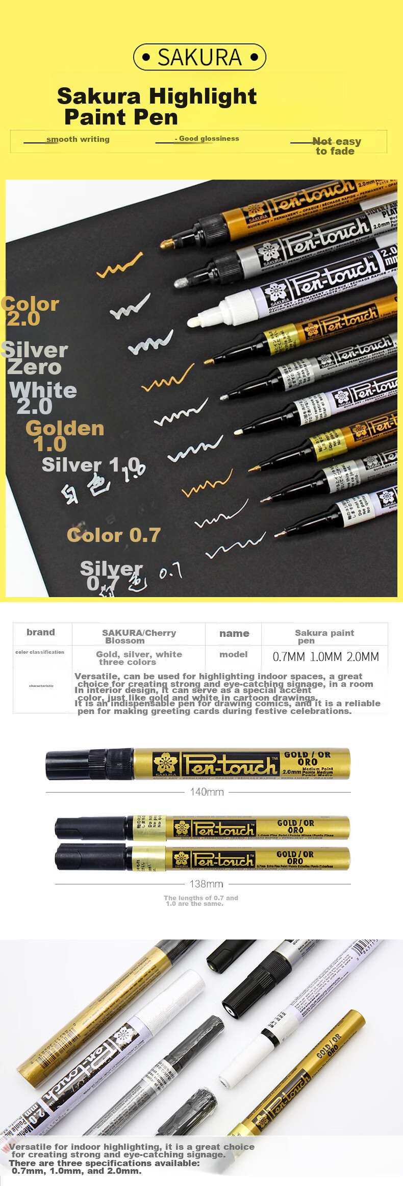 Акриловый маркер SAKURA Paint Marker Rose Gold 0.7 мм, водостойкий, невыцветающий, для рисования и декора