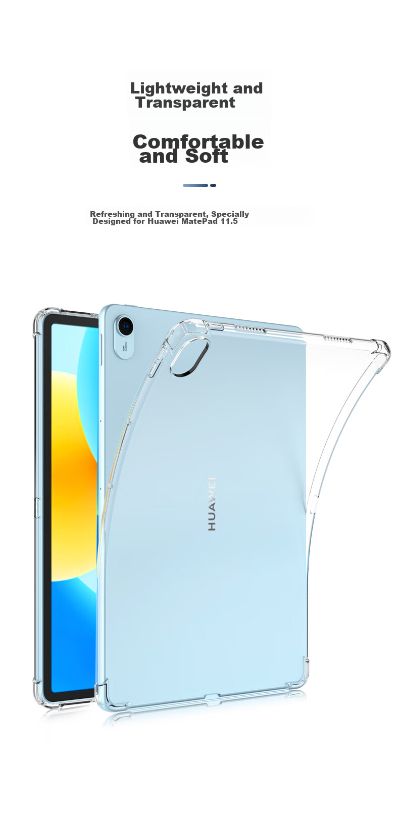 Защитный чехол BIAZE для Huawei MatePad 11.5, прозрачный белый, TPU, противоударный
