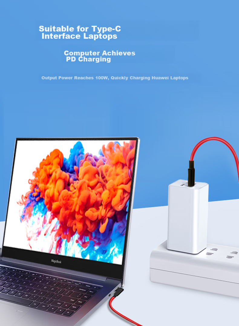 Кабель Trendsetter Type-C to Type-C, 120W/100W, угловой, для быстрой зарядки Red Magic 8/7/7s/6s/pro/5s/5g/3/3s, 1 метр, красный
