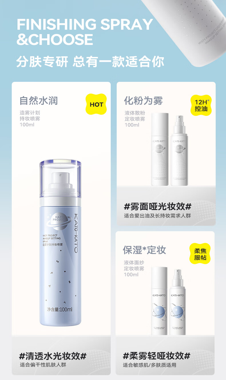 KATO-KATO定妆喷雾持久定妆不易脱妆保湿干皮混干皮造雾计划持妆喷雾
