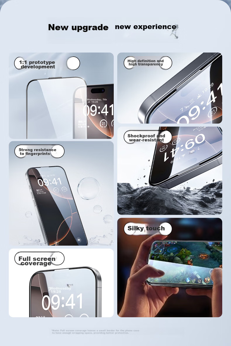 Защитное стекло PISEN для Apple iPhone 17/16 Pro, полное покрытие, противоударное, антибликовое, 2 шт.