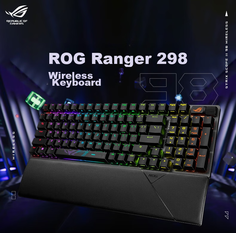 Беспроводная механическая клавиатура ROG Warrior 2 98, игровая, с RGB-подсветкой, 96 клавиш, NX Snow White Switches, черный