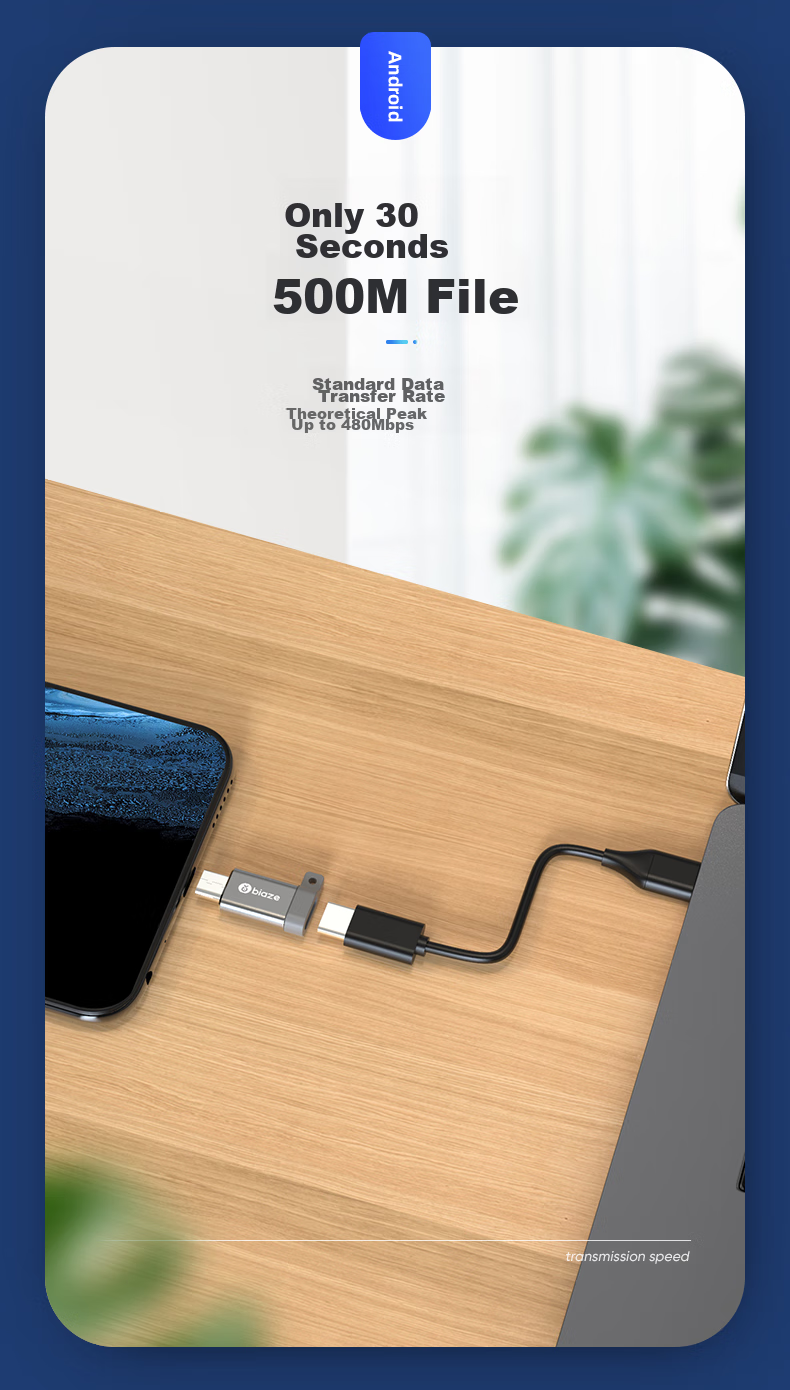 Переходник BIAZE Type-C на Micro USB OTG, конвертер данных USB-C для Android