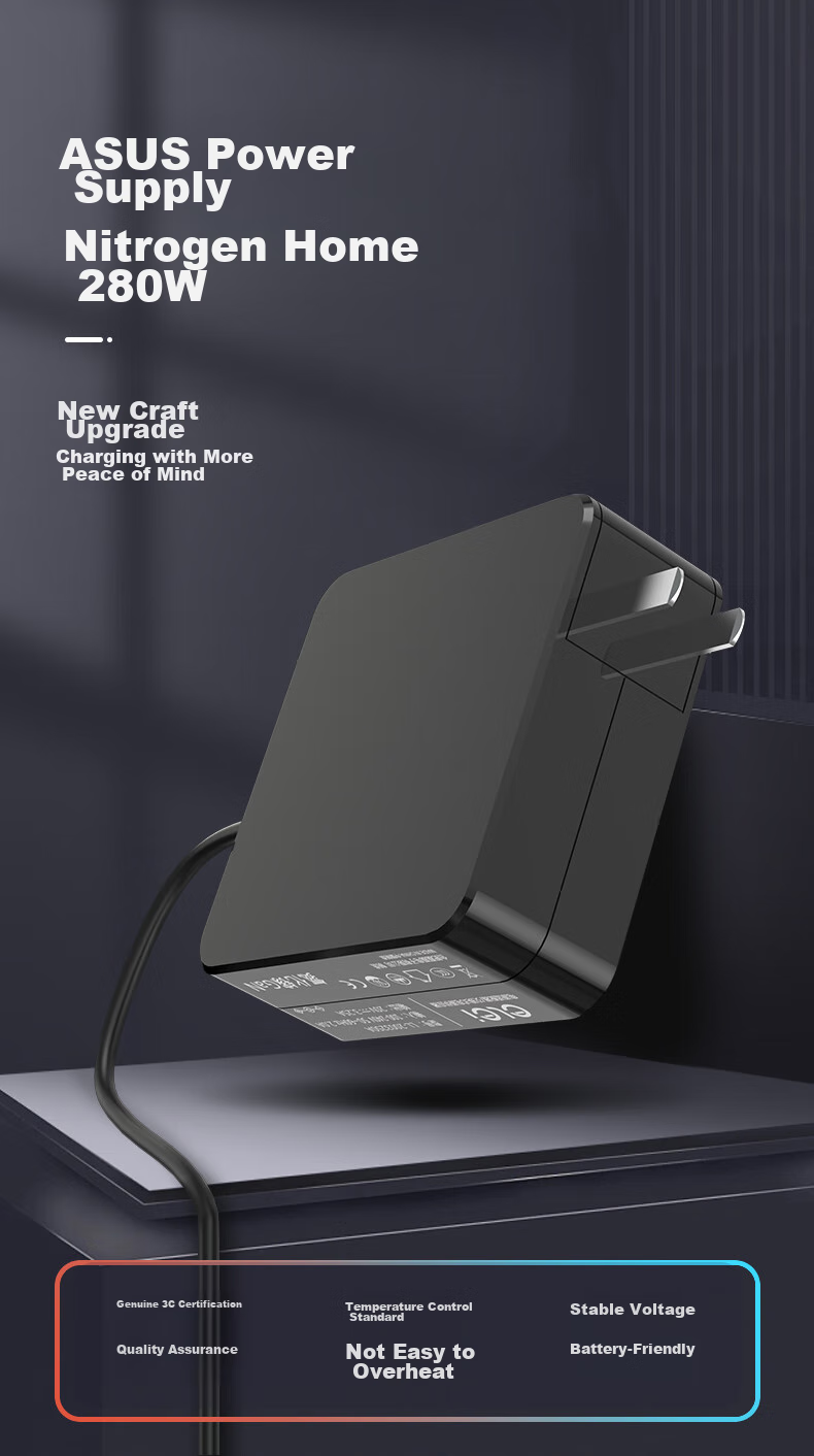 Зарядное устройство Elei GaN, 280 Вт, 20 В 14 А, для ноутбуков ASUS ROG Moba6plus G713R, адаптер питания, 6.0 * 3.7