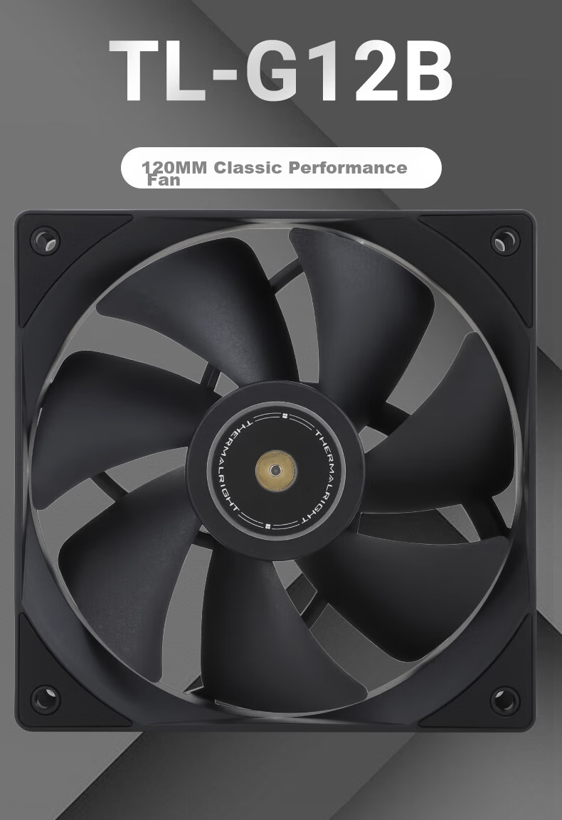 Вентилятор для корпуса Thermalright TL-G12B Black, 12 см, гидравлический подшипник, 4PIN PWM, регулируемая скорость 1500 об/мин
