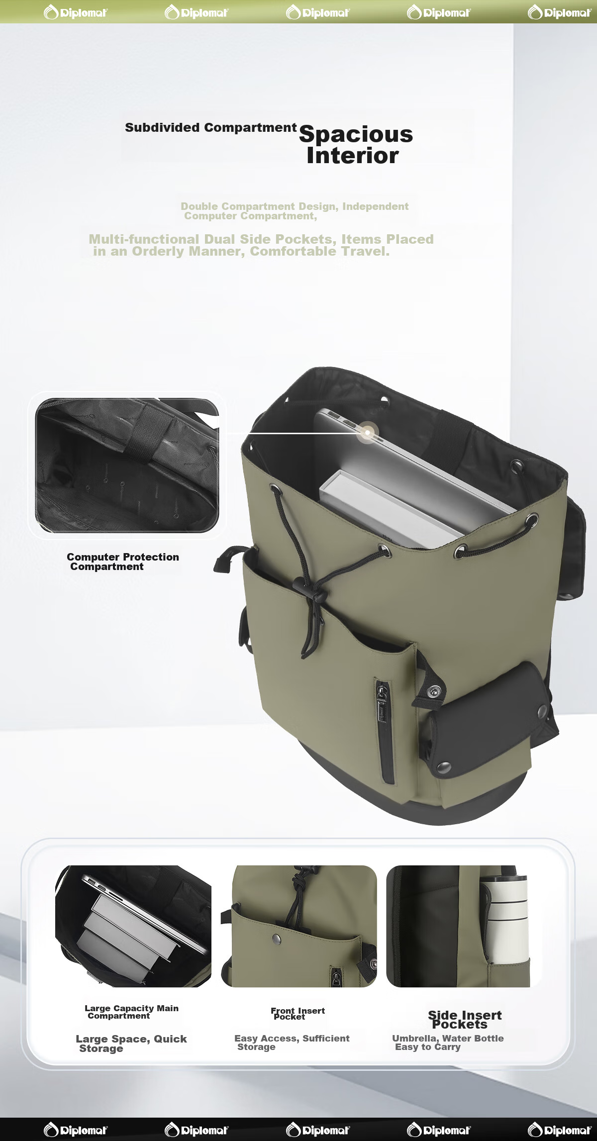 Рюкзак Diplomat DB-15131L для ноутбука, унисекс, для бизнеса и отдыха, черный