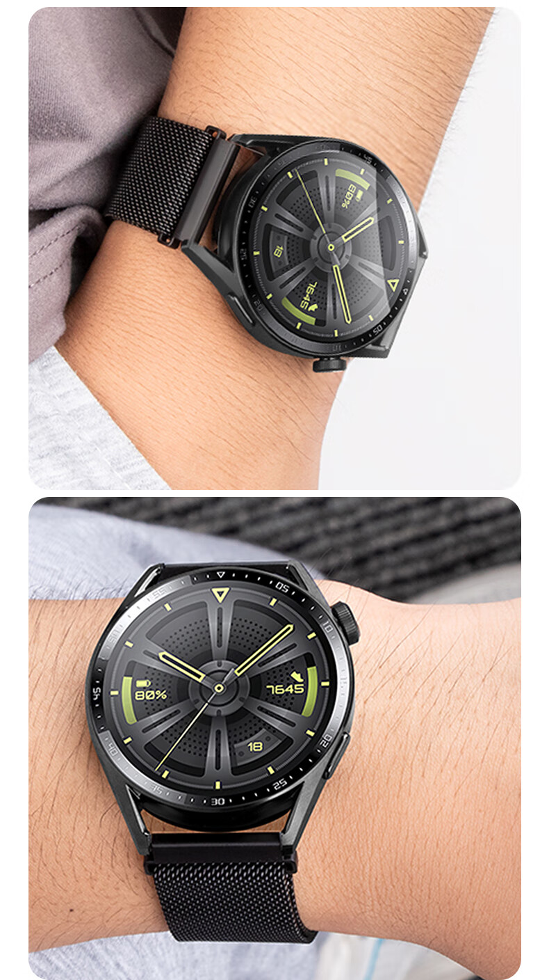 Ремешок Weiqiantu для Huawei Watch GT3/GT2/42MM, магнитный, миланский, для мужчин и женщин, 42/43 мм, черный