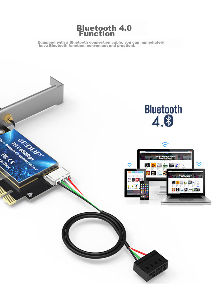 Wi-Fi Bluetooth 4.0 сетевая карта EDUP EP-9619, 600M Dual-Band PCI-E, беспроводной модуль для настольного компьютера