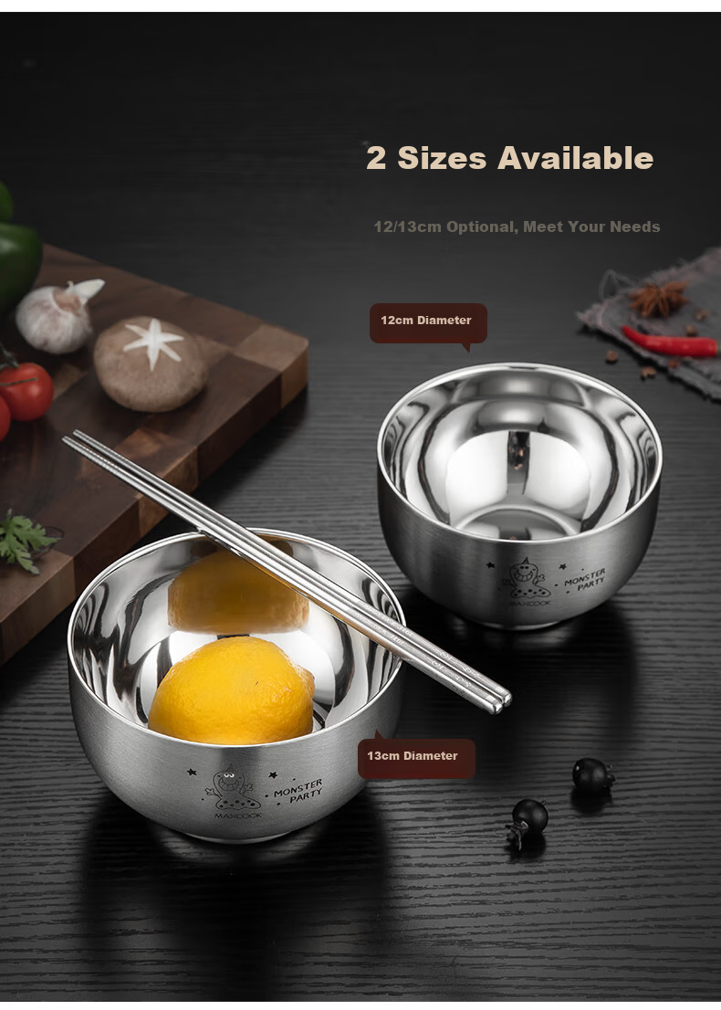 Детская двойная миска MAXCOOK из нержавеющей стали 316L, с двойными стенками, 12 см, MCWA8724