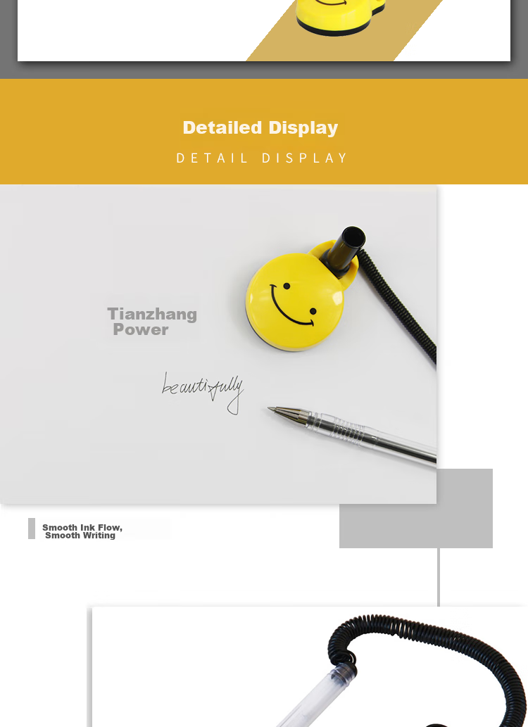Гелевая ручка TANGO Smile Pen, 0.5 мм, черная, настольная, с креплением для стола, офисная канцелярия