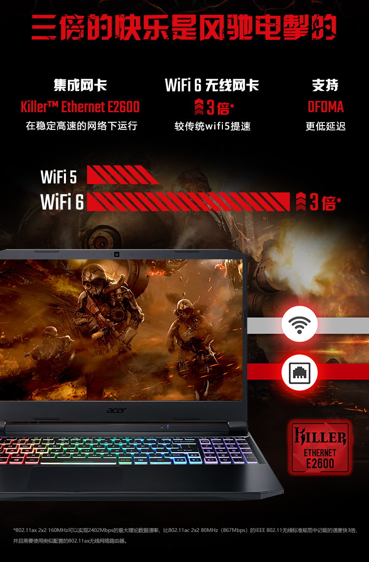 宏碁(Acer)  15.6英寸 游戏笔记本电脑(全新8核标压处理器 光追RTX3050显卡 144Hz高色域电竞屏 RGB背光键盘)