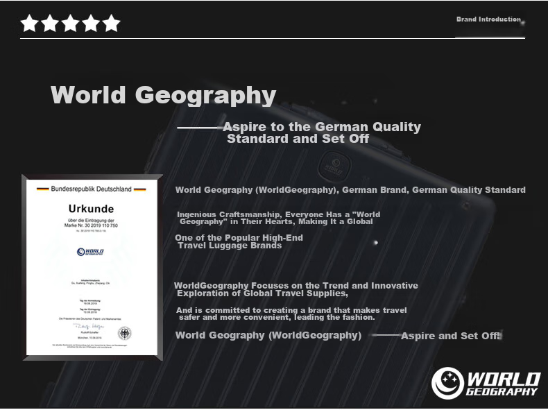 Чемодан WORLD GEOGRAPHY, 24 дюйма, алюминиевая рама, черный
