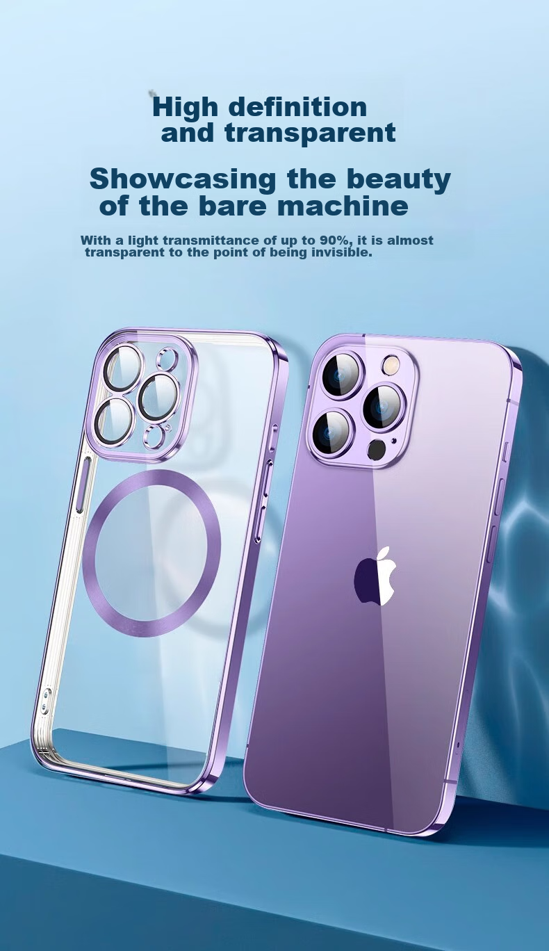 Чехол для iPhone 13 Pro Max ZHIWEISHI, прозрачный, антиударный, с магнитной функцией, черная графитовая рамка