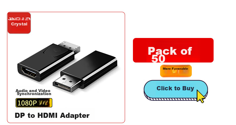 Переходник Jinghua DP to HDMI, черный, 1080P, для подключения ноутбука к монитору/телевизору