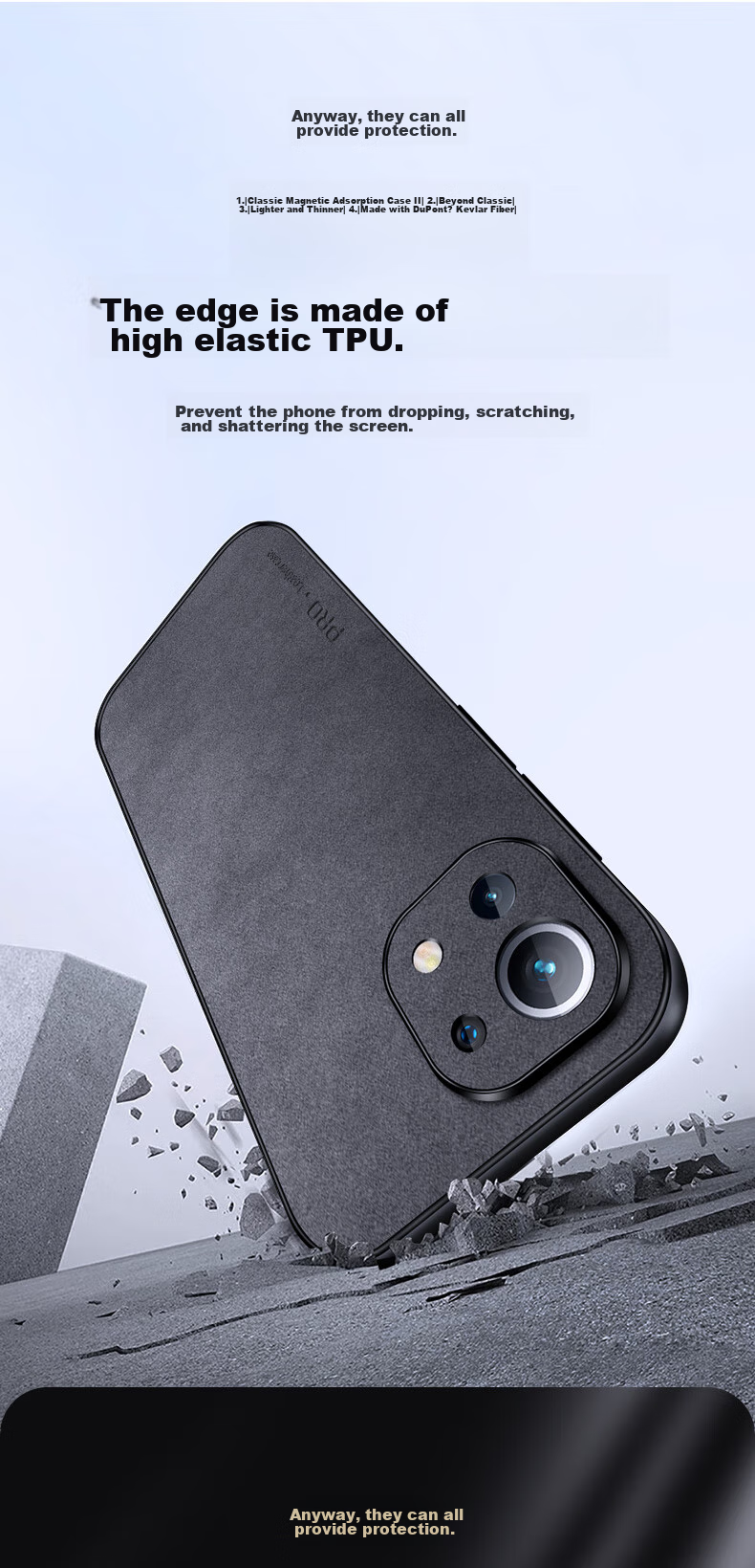 Чехол для Xiaomi 11 Lite / 11 Youth Edition Shangsu, противоударный, с защитой камеры, из силикона, черный