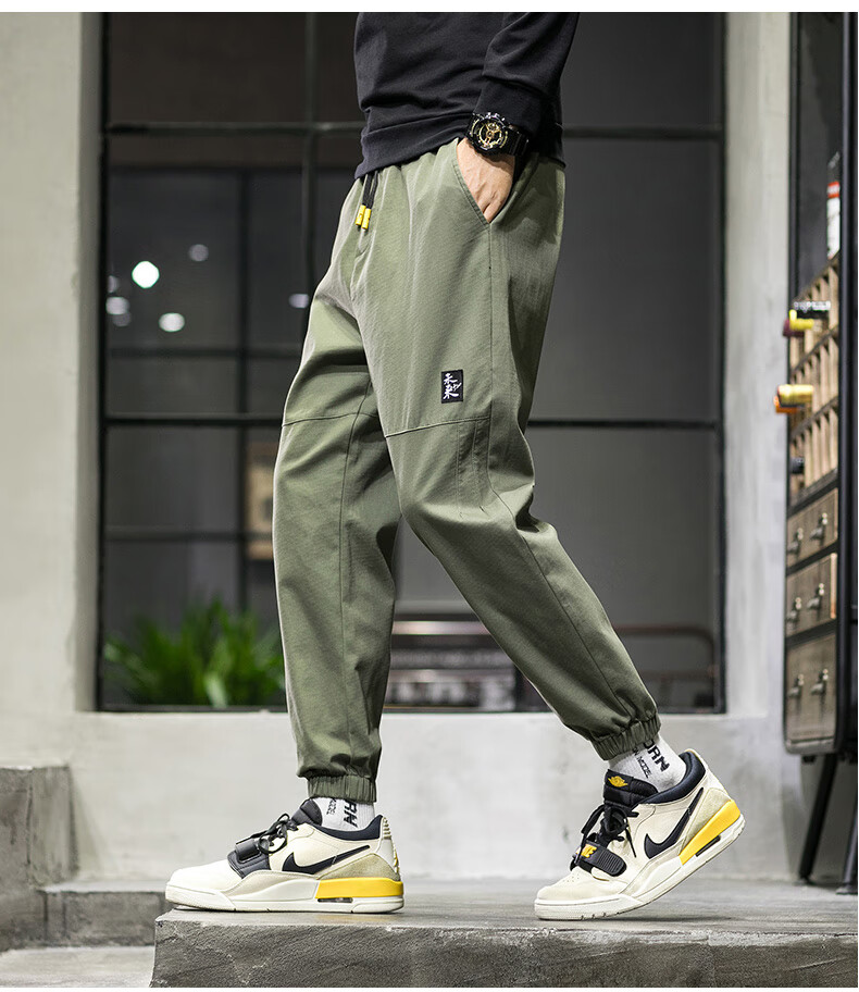 Мужские брюки MMOPTOP American-Style Trendy Joggers, весна-осень, винтажные, из чистого хлопка, карго, спортивные, повседневные, укороченные штаны, 506, темно-серый, XL