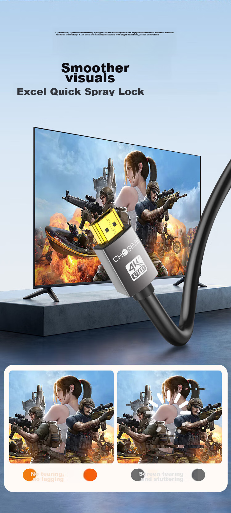 Кабель HDMI CHOSEAL DH500 Версия 2.0, 4K/60 Гц, 5 метров, для ноутбуков, телевизоров, приставок, проекторов и мониторов