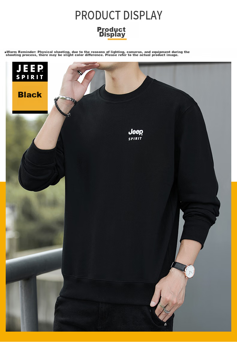 Мужская толстовка JEEP SPIRIT, осенне-зимняя модель с круглым вырезом, серая, размер XL