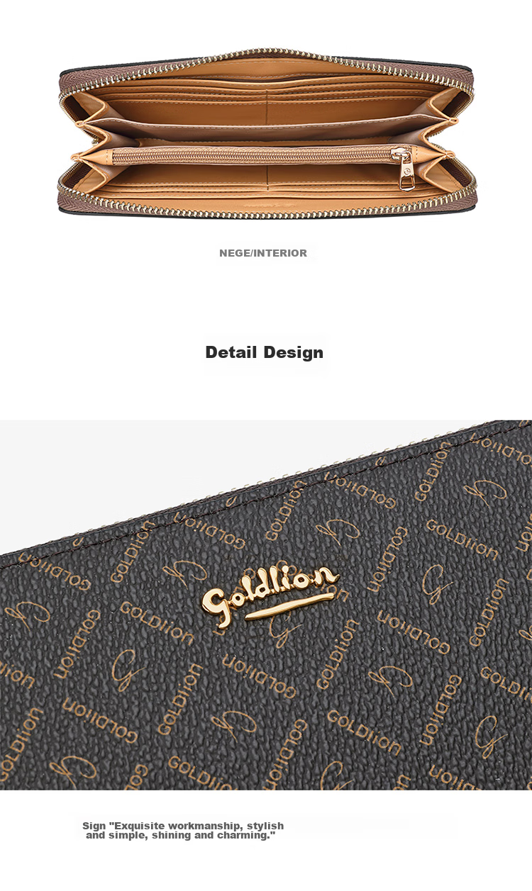 Женский кошелек Goldlion, винтажный клатч с цветочным принтом на молнии, подарочная коробка, подарок на Новый год, День Святого Валентина