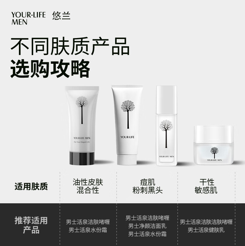 悠兰（YOUR-LIFE）男士洗面奶保湿洁面啫喱深层清洁温和氨基酸去油洗面奶去角质 补水保湿清洁（洗面奶+乳液）