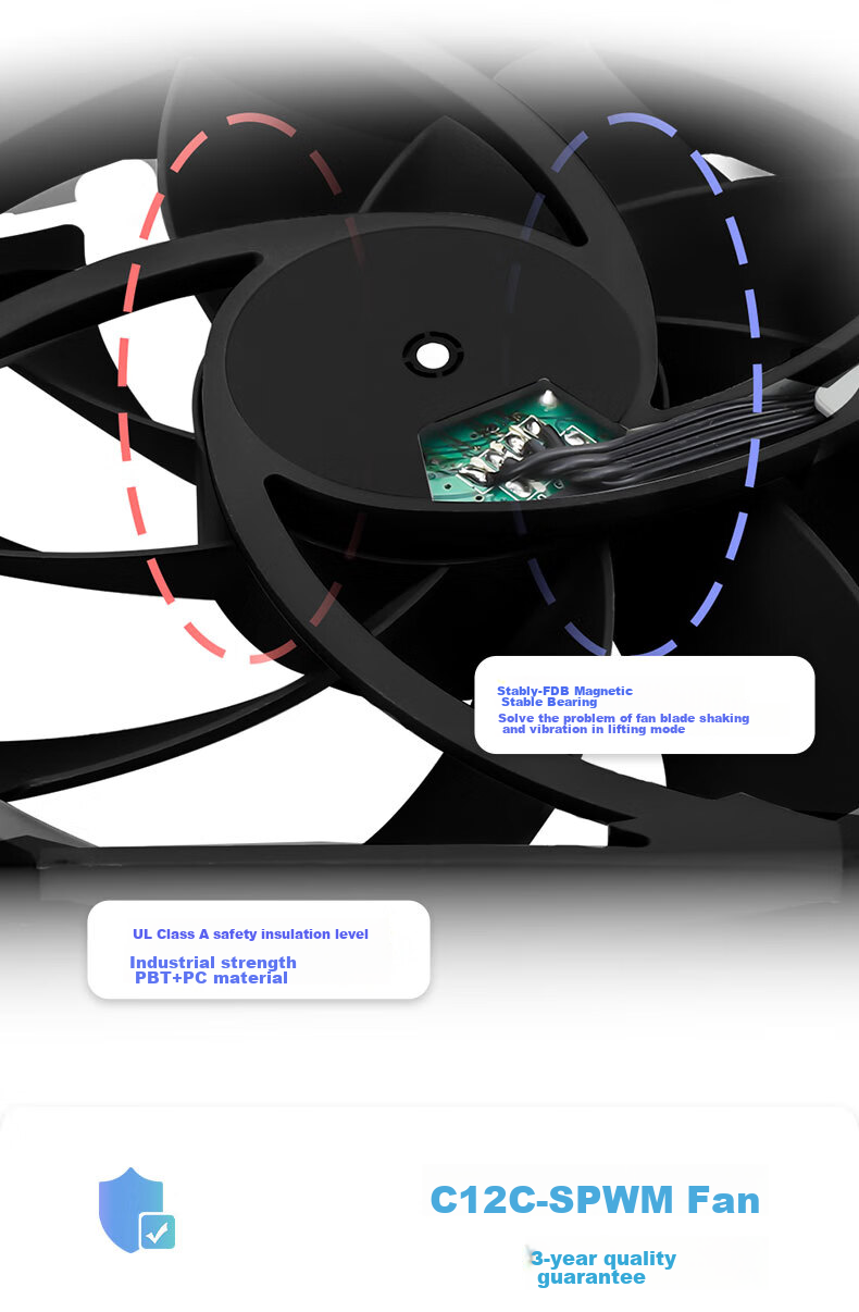 Вентилятор для корпуса Thermalright TL-C12C Black ARGB 12см, поддержка RGB синхронизации, регулировка скорости PWM 4-PIN