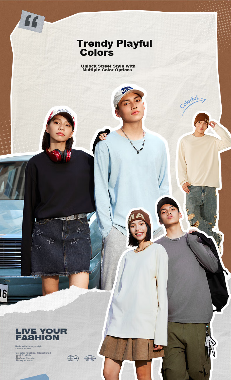 Мужская футболка с длинным рукавом Jeanswest, хлопок 220 г/м², повседневная, свободная, больших размеров, весна 2026
