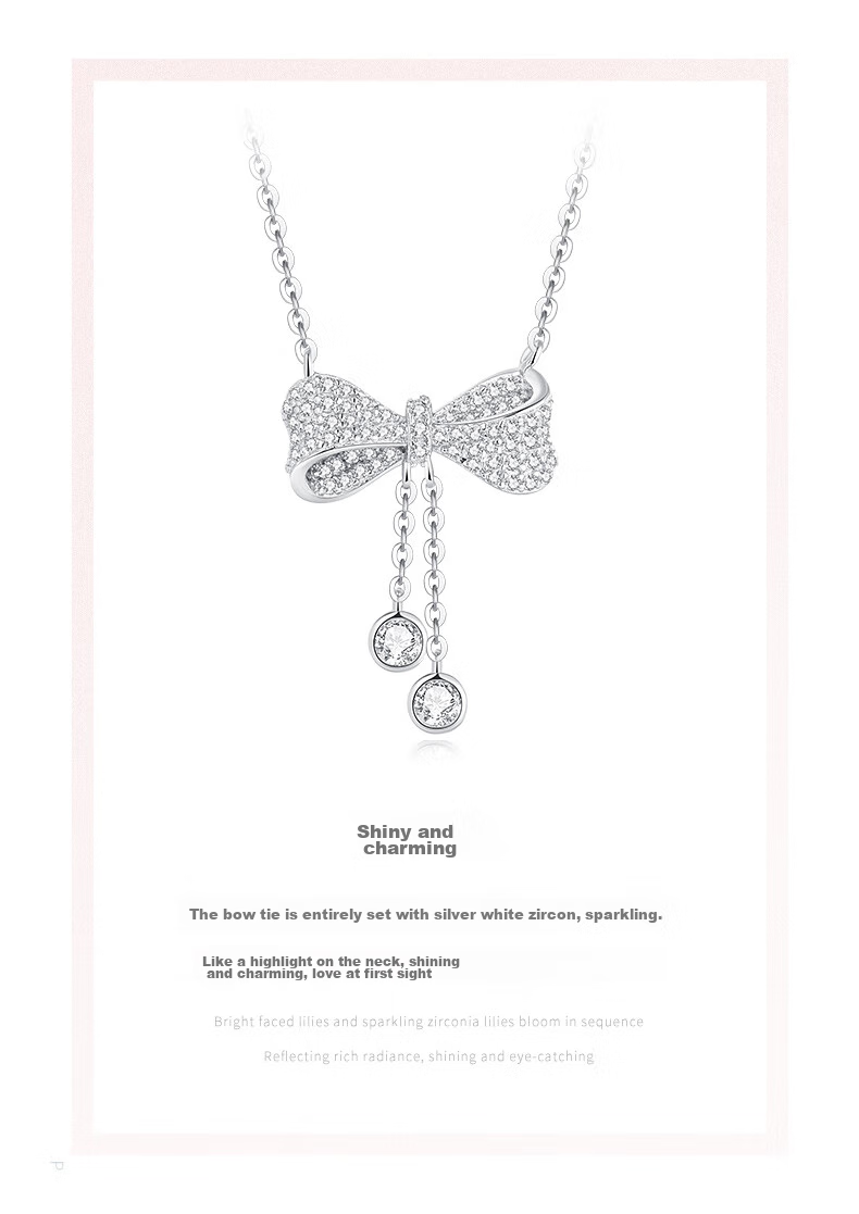 Серебряное ожерелье CHOW TAI SENG с подвеской "Бант-бабочка" для женщин, цепочка S925, элегантный подарок для девушки