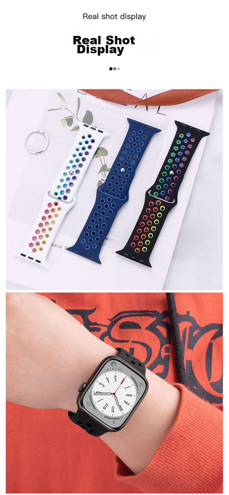 Ремешок BHO для Apple Watch S11/Ultra3/S10 Sport Bands, совместимый с IWatch S9/8/7/6/SE3/2/1, силиконовый, с дышащими отверстиями