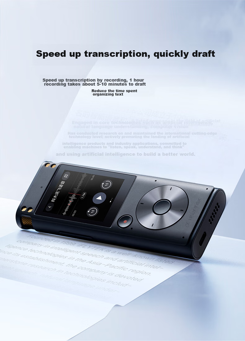 AI-диктофон iFLYTEK SR302 Spark Edition, с функцией преобразования речи в текст, интеллектуальным шумоподавлением, портативный профессиональный диктофон, голосовая транслитерация