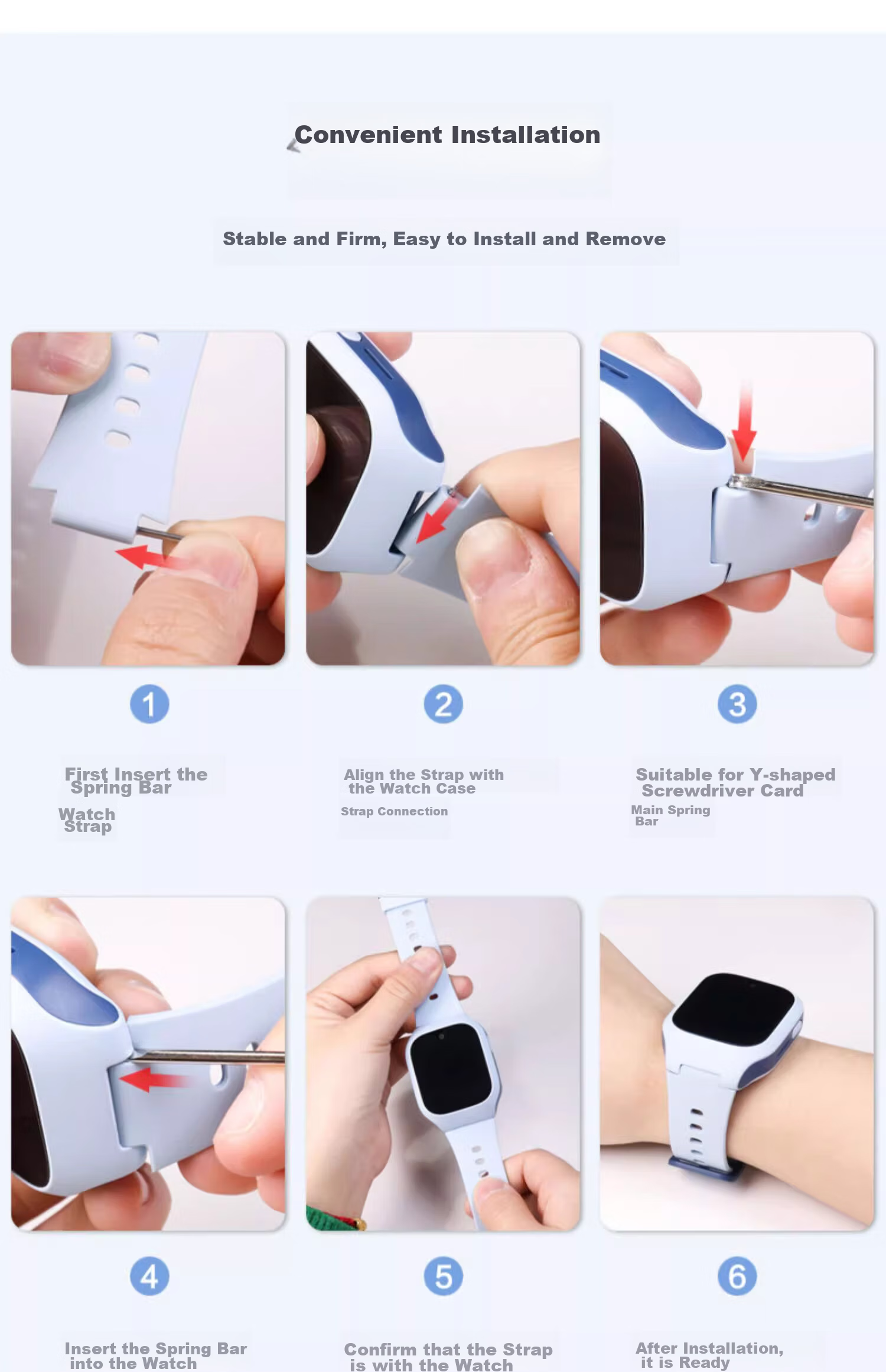Ремешок CHENSONG для Xiaomi Mi Bunny C7A/S1/7X, силиконовый, синий, с инструментами