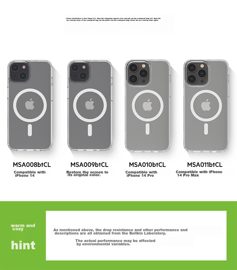 Чехол для iPhone 14 Pro Max BELKIN MSA011, прозрачный, совместимый с MagSafe