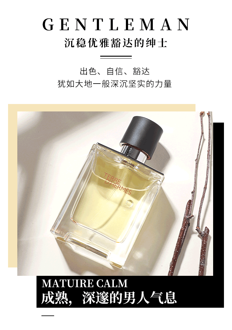 爱马仕（HERMES）大地男士淡香水100ml 木质香调 优雅绅士法国原装进口 
