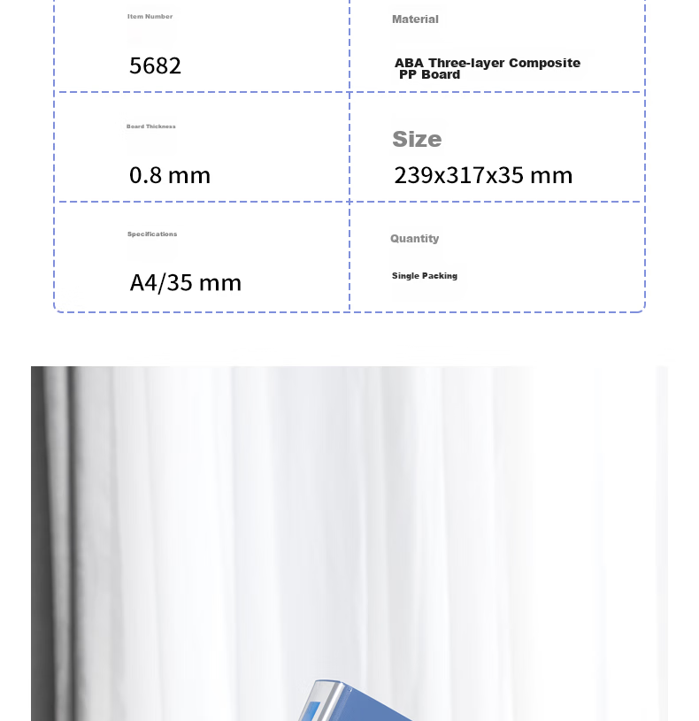 Папка для документов Deli 5682, формат А4, толщина 35 мм, пластиковая, синяя