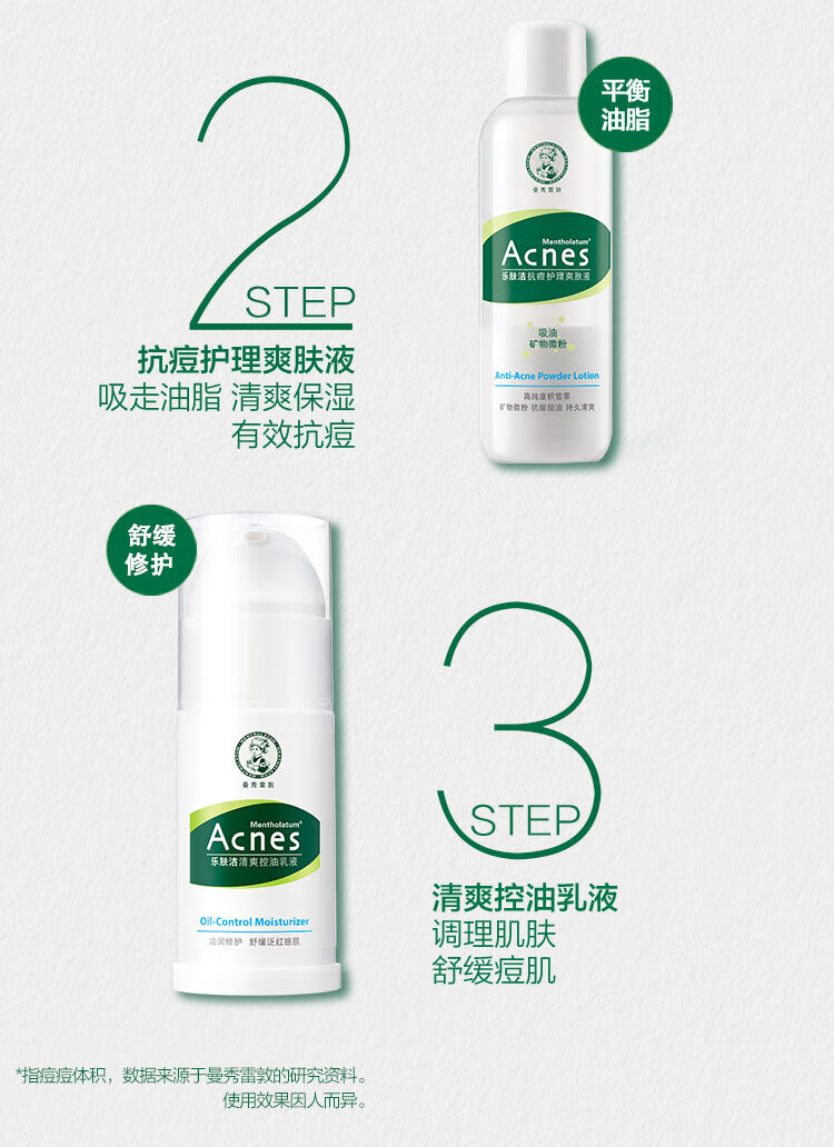 曼秀雷敦（Mentholatum）乐肤洁抗痘三步曲礼盒装 乳液45g+爽肤水150ml+氨基酸洗面奶100g