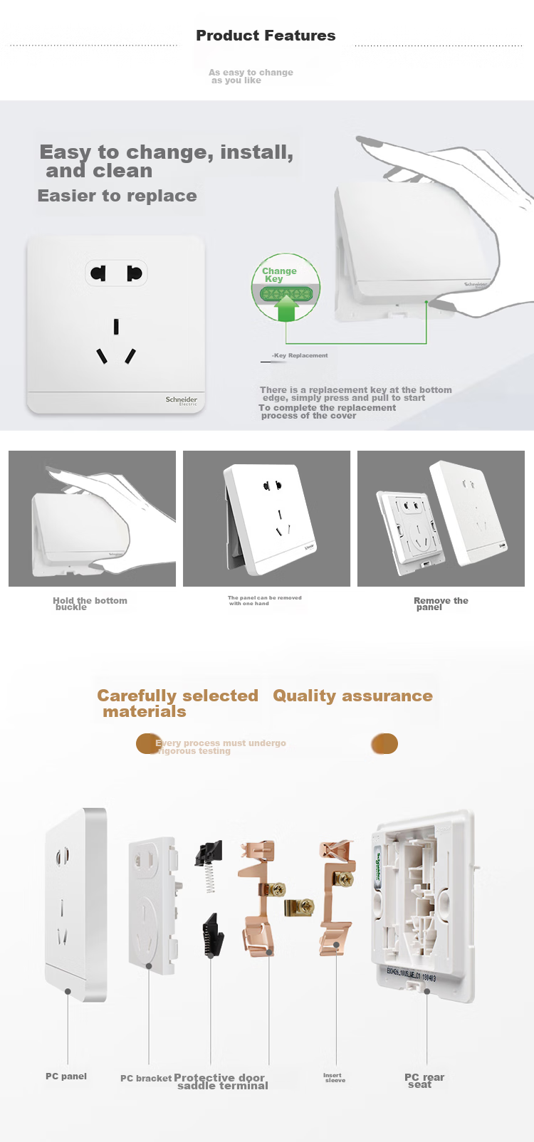 Двойной переключатель Schneider Electric Yishang, двойного управления, 86-тип, бытовой, зеркальный фарфоровый белый