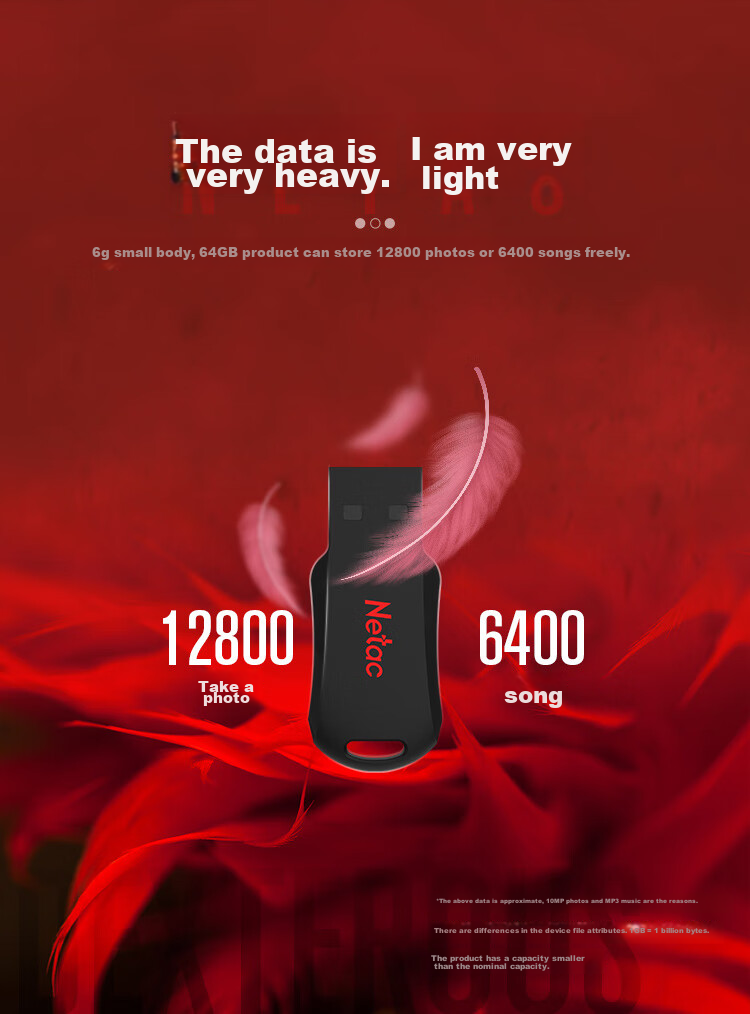 USB-накопитель Netac U196 32GB USB 2.0, черный/красный