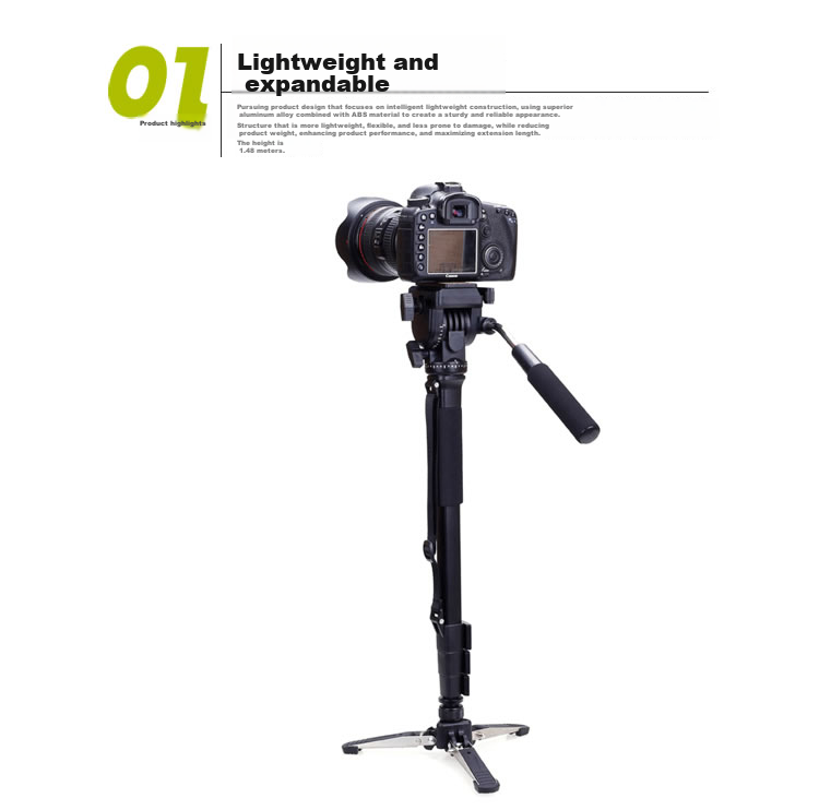 YUNTENG Monopod 038 Professional Photography And Videography Monopod, Hydraulic Head Single-Legged Tripod, DSLR Camera DV Camcorder Selfie Stand with Support Foot Pad Monopod