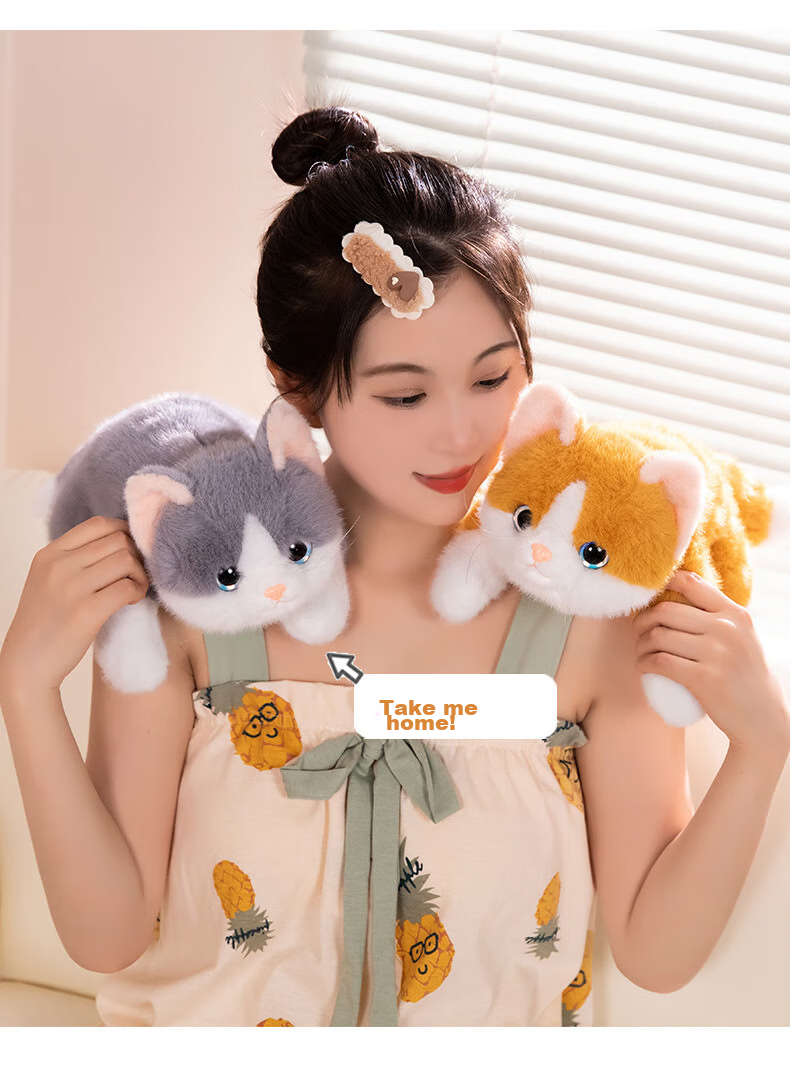 Мягкая игрушка WELTSTON "Кот", подушка, подарок на день рождения для девочек, реалистичный синий кот, 30 см