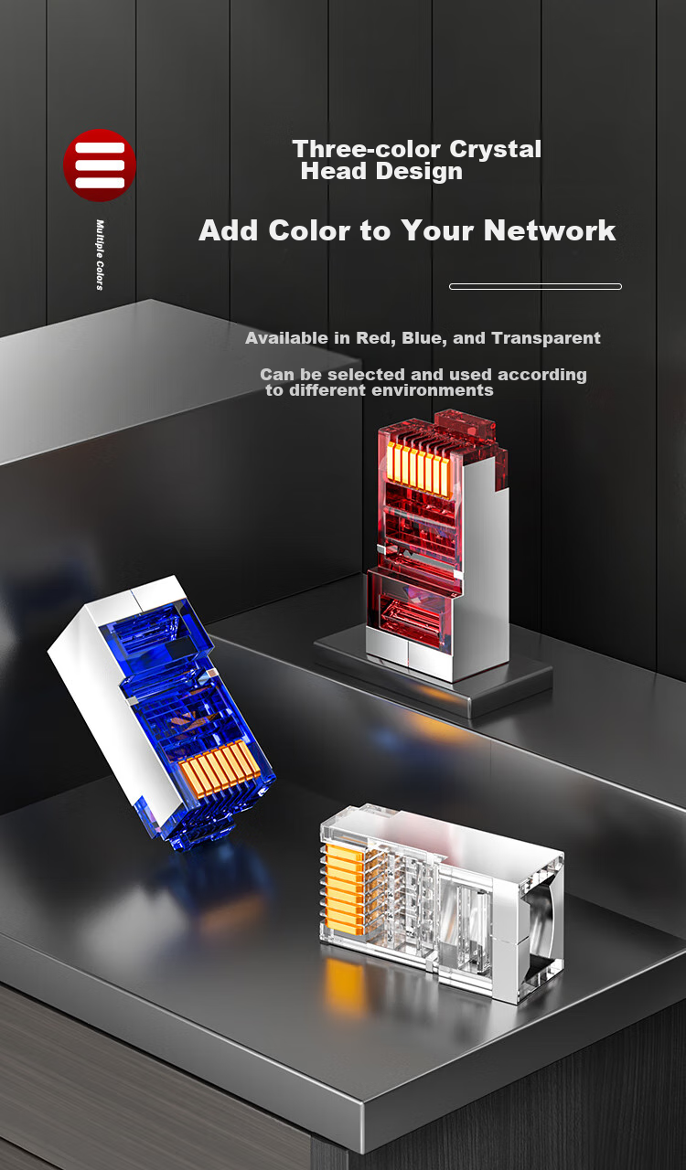 Сетевой коннектор AMPCOM категории 6, экранированный FTP, Gigabit Ethernet, RJ45, 8P8C, чистая медь, позолоченный, 100 шт.