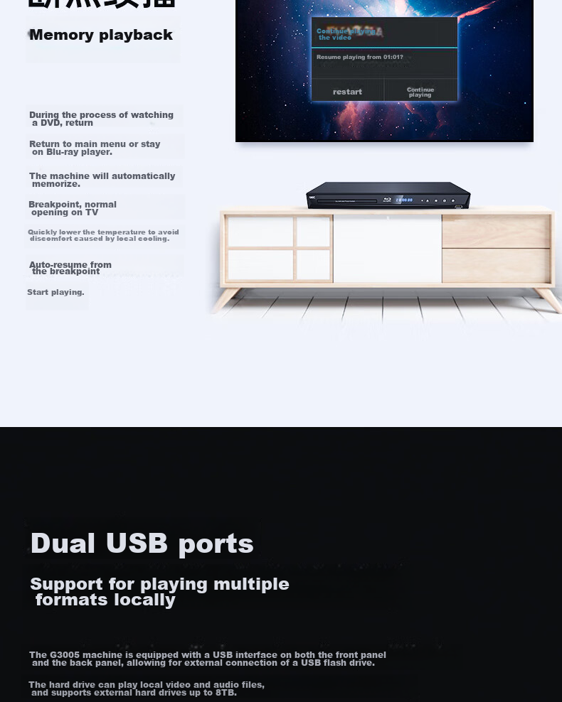 Blu-ray плеер GIEC BDP-G3005, 3D Blu-Ray, 5.1 канальный, домашний проигрыватель дисков высокой четкости, CD-плеер, EVD-плеер, USB-накопитель