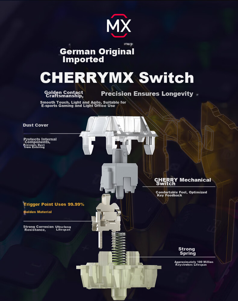 Механическая клавиатура CHERRY MX3.0S, 108 клавиш, алюминиевый корпус, проводная, белая