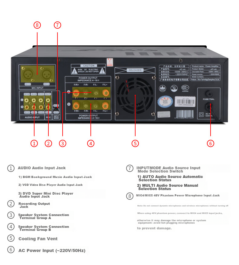 Профессиональный усилитель SHILE AV-108, домашний кинотеатр, караоке, KTV, сцена, конференц-зал, фиксированное сопротивление, высокомощный усилитель