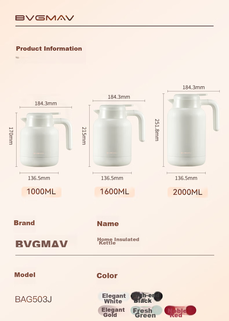 Термос-бутылка BVGMAV из нержавеющей стали 316L, 2 л, для дома и офиса, высококачественный подарок